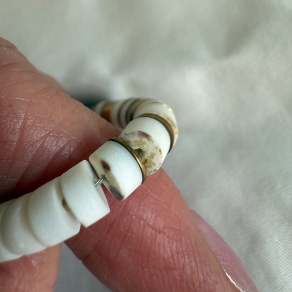 Vintage Heishe Aventurine and Quartz stone and brass necklace 17.5 inches - Picture 10 of 13